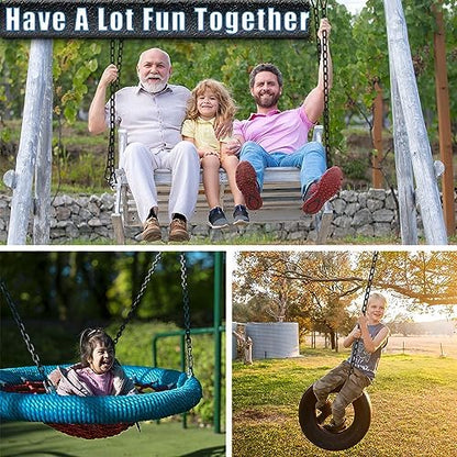 4 Pack Hanging Swing Chain with 8 Carabiners 25.6in, 660LB Capacity Heavy Duty Hammock Hardware Kit for Punching Bags, Swing Chairs, Indoor & Outdoor Gym (Black, 25.6in, 4pcs)