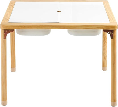 VEVOR Sensory Table for Toddlers, Foldable Wooden Kids Activity Table with Double-Sided Board, Storage Bins, and Non-Slip Feet, for Boys and Girls Playing Sand and Water, Drawing, Studying, Dining