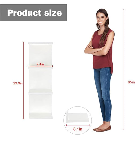VIWODS 4-Tier Wall Shelf Unit with RGB Lights, Floating Lack Shelf for Home Decor, Wall Mounted Vertical Display Shelf for Bedroom Living Room Vanity, White