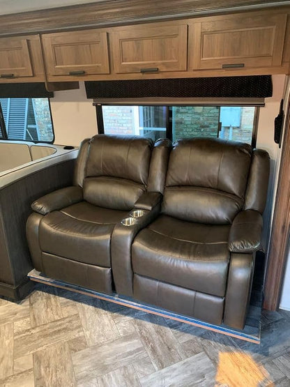 RecPro Charles RV Power Loveseat | 64" | Cup Holders | Mahogany