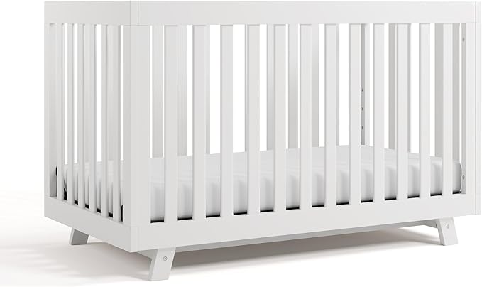 Storkcraft Beckett 3-in-1 Convertible Crib – GREENGUARD Gold Certified, Fits Standard Crib Mattress, Converts to Toddler Bed and Daybed, 4 Mattress Heights, Grow-with-Me Design (White)