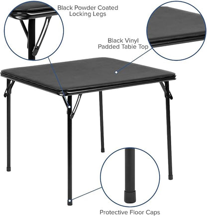 Flash Furniture Mindy Kids 5-Piece Folding Table and Chairs Set for Daycare and Classrooms, Children's Activity Table and Chairs Set, Black