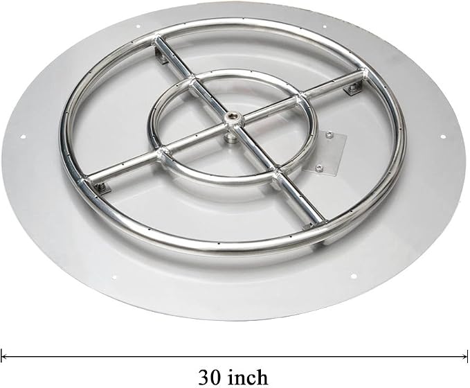 Stanbroil Stainless Steel 30" Round Flat Fire Pit Pan w/24 Fire Burner Ring Installed, BTU 296,000 Max