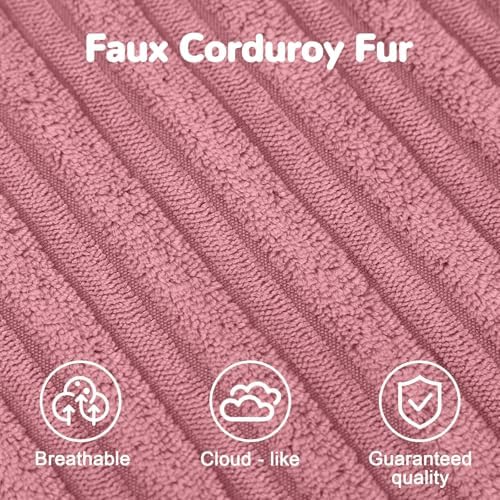 MeMoreCool Round Pouf Ottoman Foot Rest, Plush Floor Pouf, 20x15 Inch Pink