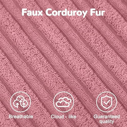 MeMoreCool Round Pouf Ottoman Foot Rest, Plush Floor Pouf, 20x15 Inch Pink