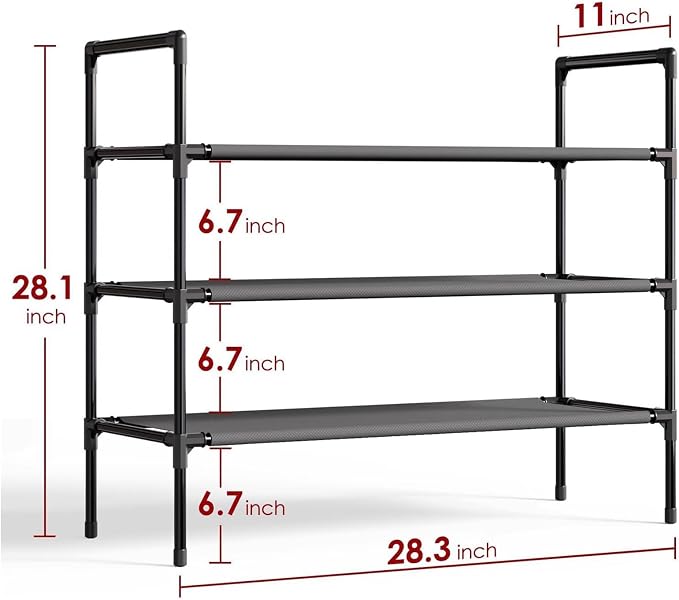 Multi Tier Shoe Rack for Closet Metal Wide Shoe Storage Organizer Oxford Fabric Cover Shoe Shelf for Entryway, Bedroom, Floor, Closet, Porch, Dorm, Living Room