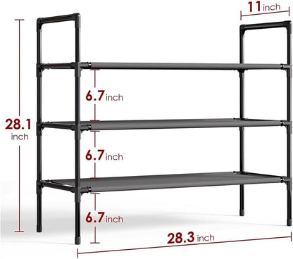 Multi Tier Shoe Rack for Closet Metal Wide Shoe Storage Organizer Oxford Fabric Cover Shoe Shelf for Entryway, Bedroom, Floor, Closet, Porch, Dorm, Living Room