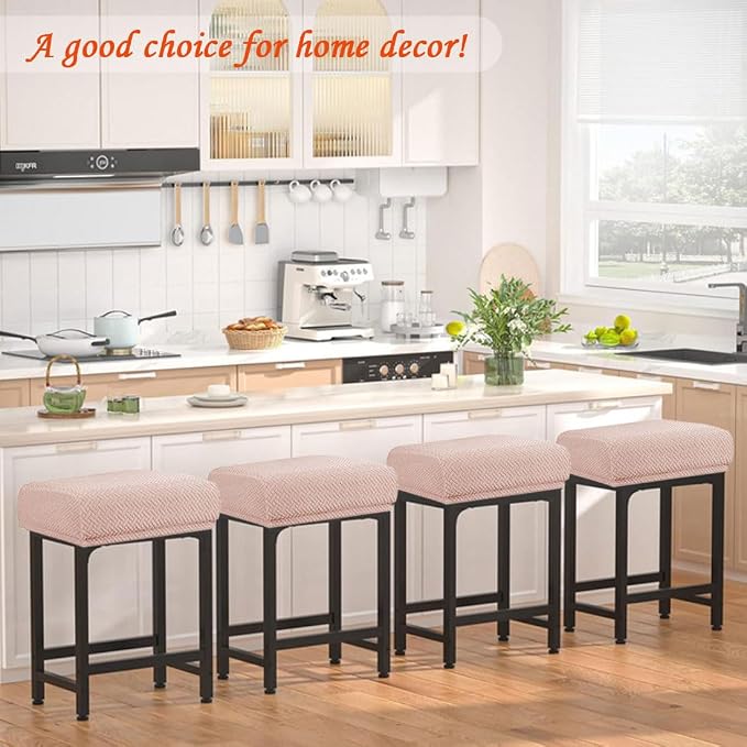 Levoberg Bar Stool Cover Rectangle Stretch Counter Height Barstool Slipcovers Rectangular Vanity Stool Cover Kitchen Counter Saddle Seat Cover for Wooden Metal Bench Set of 2 Khaki