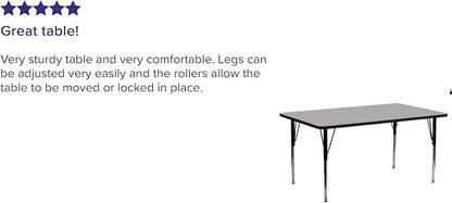 Flash Furniture 30''W x 72''L Rectangular Grey HP Laminate Activity Table - Standard Height Adjustable Legs