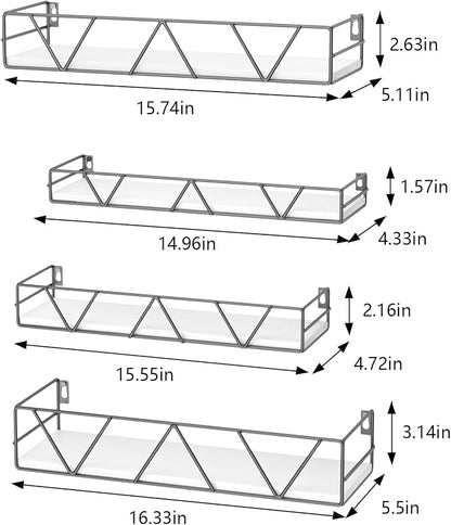 Amaoot Floating Shelves Set of 3, Home Wood Wall Shelf, Farmhouse Shelf for Bedroom, Wall Mounted Floating Shelf for Living Room, Bedroom, Bathroom, Kitchen, Office (Gray-4pcs)