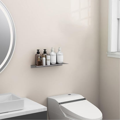 Danpoo 16 inch Gray Floating Shelf for Wall Organizer & Storage, Display Shelf, Metal Wall Shelf for Bathroom, Living Room, Kitchen, Bedroom