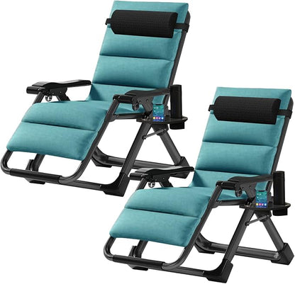 Zero Gravity Chair, Lawn Recliner, Reclining Patio Lounger Chair, Folding Portable Chaise with Detachable Soft Cushion, Cup Holder, Headrest