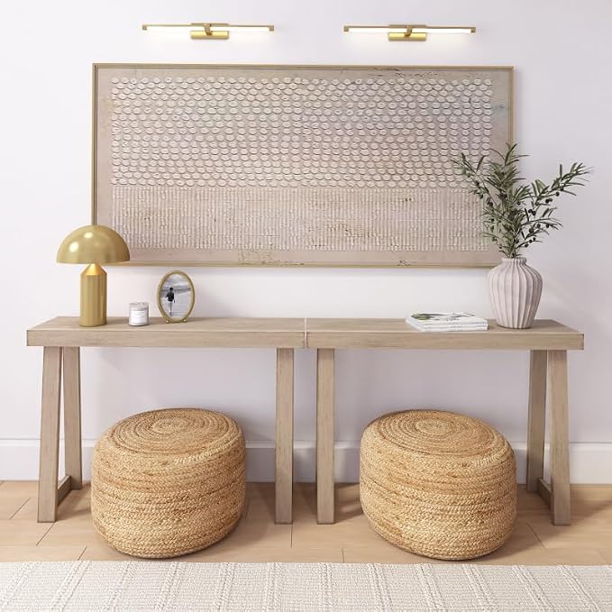 Plank+Beam Classic 46 Inch Console Table, Solid Pine Wood Entryway Table, Narrow Sofa Table for Hallway or Living Room, Seashell