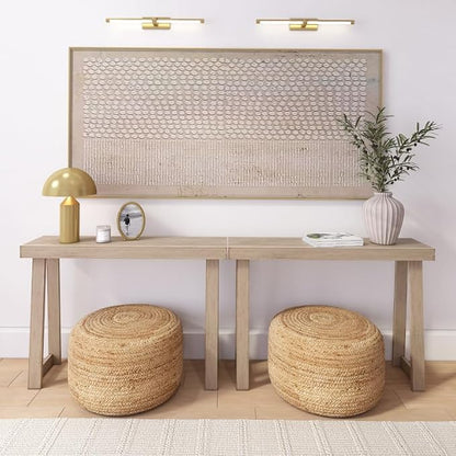 Plank+Beam Classic 46 Inch Console Table, Solid Pine Wood Entryway Table, Narrow Sofa Table for Hallway or Living Room, Seashell