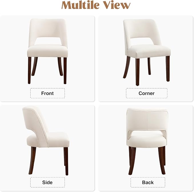 Dining Chairs Set of 4,Modern Dining Room Chairs with Thick Cushions,Upholstered Linen Fabric Kitchen Chairs for Kitchen Dining Room Beige