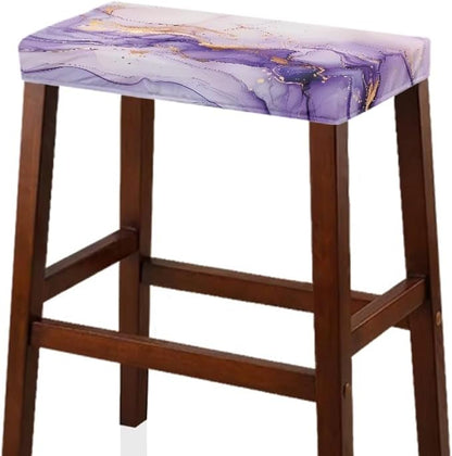 Vanity Stool Covers Bar Stool Covers Set of 2 Light Purple Marble Print Bar Stool Saddle Seat Covers Rectangle Bench Seat Protector Barstool Covers with Elastic Bands for 14-20 inch Stool