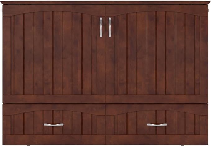 AFI, Southampton Murphy Bed Chest Full with 6" Mattress, Built-in USB Charger & Storage Drawer, Walnut