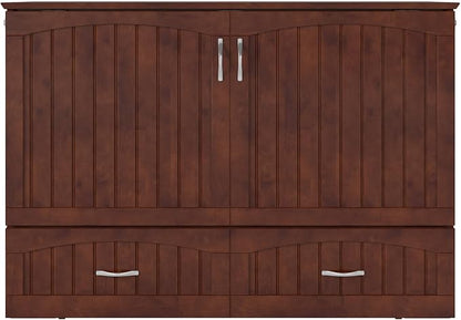 AFI, Southampton Murphy Bed Chest Full with 6" Mattress, Built-in USB Charger & Storage Drawer, Walnut