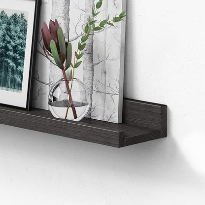 Forbena Black Picture Ledge Shelf 4-Pack, 36 Inch Floating Shelves for Wall with Lip Edge, Extra Long Wood Hanging Wall Shelf for Living Room Bedroom Office Classroom Library Books Photo Frames Decor