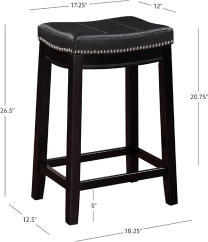 Linon Claridge Counter Stool, Black, 26" x 18" x 12.75"