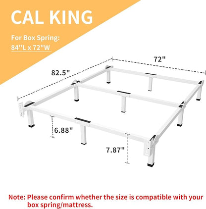 Superay Metal Bed Frame, 9-Leg Bed Base, 8 inches Support for Box Spring and Mattress Set, California King, Easy Assembly, White