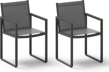 Outdoor Dining Chairs Set of 2, Aluminum Patio Dining Chiars with Textilene Mesh, 2 Piece Outdoor Chiars for Garden, Backyard, Deck (Charcoal)