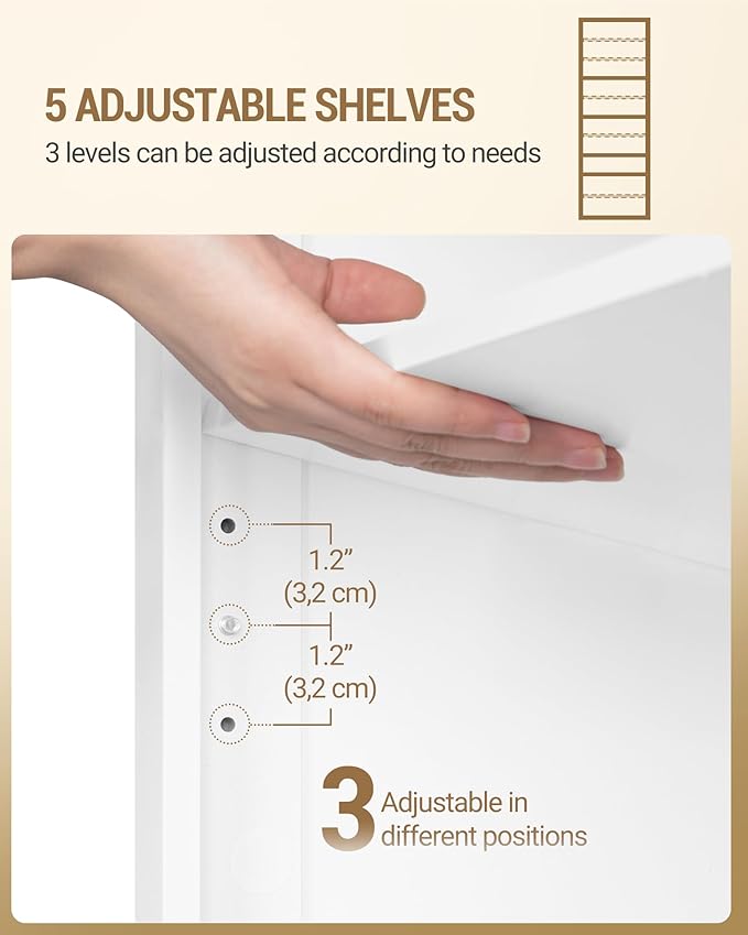 Hzuaneri Shoe Storage Cabinet, 10 Tiers Freestanding Shoe Cabinets, Wooden Shoes Rack with Cubby, 36-40 Pairs, Farmhouse Tall Shoes Cubby Organizer for Entryway, Living Room, White SR59203X