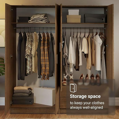 Madesa Wardrobe Armoire Closet Pantry Storage Cabinet with 6 Doors and 15 Utility Shelves 71" L Wooden Organization Unit for Bedroom, Office, Laundry Room, Kitchen, and Garage (Black)