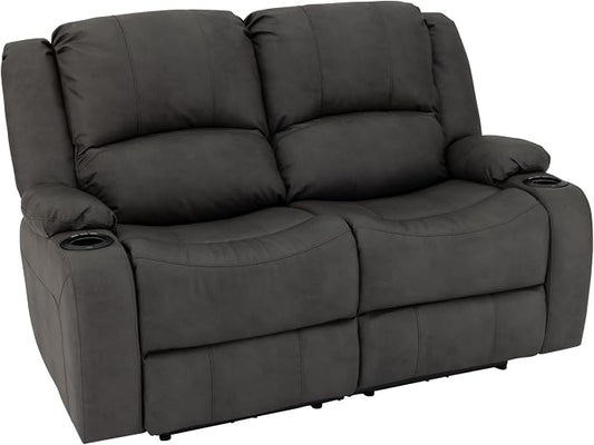 RecPro Charles 58" RV Wall Hugger Reclining Sofa | Gunmetal