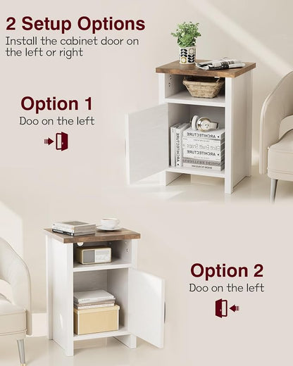 YESHOMY Farmhouse Modern Nightstand with Shelf and Barn Door, Set of 2 for Bedroom, White