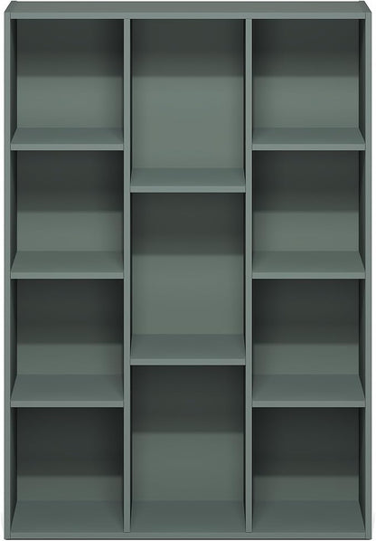 Furinno LUDER Book Shelf, 11-Cube Bookshelf, Reversible Bookcase, 9.4 x 29.1 x 41.7, Easy Assembly, for Living Room, Bedroom, Home Office, Sage Green