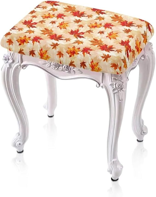 Bar Stools Covers Set of 2 Maple Leaf Fall Vanity Chair Cover Stretch Bar Stool Chair Covers Thanksgiving Decor Rectangular Washable Saddle Bar Stool Slipcover Orange