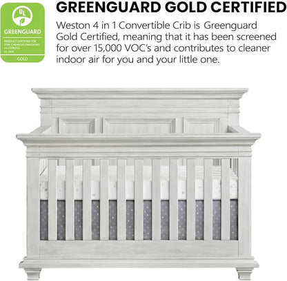 Oxford Baby Weston 4-in-1 Convertible Crib, Vintage White, GreenGuard Gold Certified