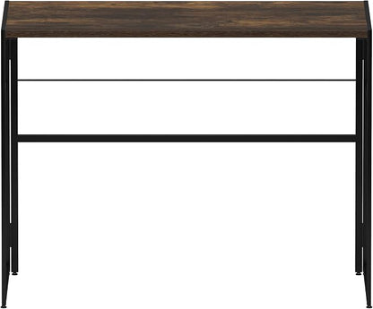 Furinno Riau No Tool/No Assembly/Folding Metal Frame Computer Desk, Rustic Oak/Black, 39 Inch