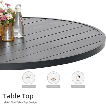 Outdoor Dining Table with 4PCS Swivel Chairs,41"x 41"x 28" Round Patio Table with Adjustable Umbrella Hole,Stable Patio Dining Set for Home or Outside