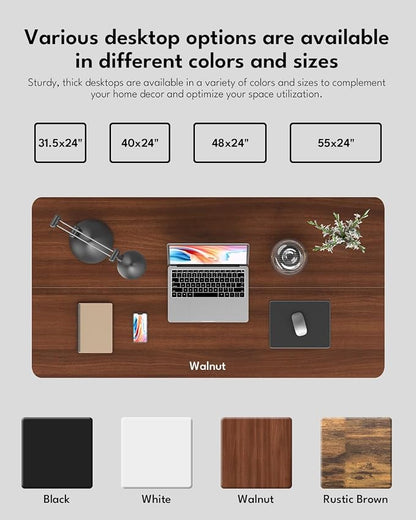 Standing Desk, Height Adjustable Electric Stand up Desk, 40 x 24 Inches Sit Stand Home Office Desk with Splice Board, Black Frame/Walnut Top