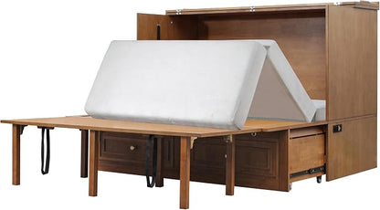 Mega Solutions Murphybedz Pompei Murphy Cabinet Chest Bed with Charging Station 8 Inch (Honey Oak, Queen)
