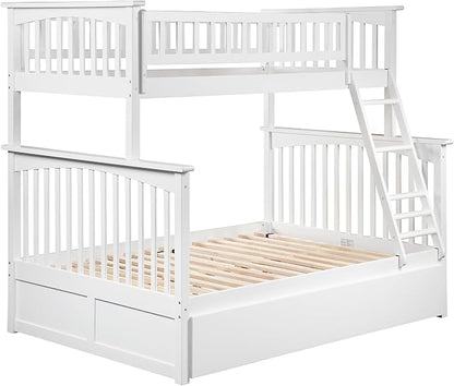 AFI, Columbia Ladder Bunk Bed Twin Over Full with Full Trundle, White