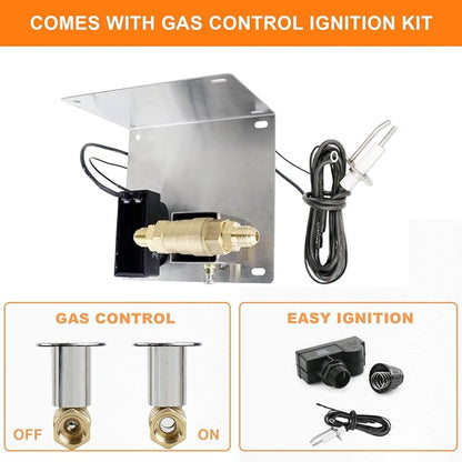 GRISUN Fire Pit Burner Ring Kit 12 Inch, Propane Fire Pit Kits, Come with Propane Fire Pit Hose Kit and Upgraded Gas Control Spark Ignition Kit, DIY Round Gas Fire Pit Kit, Stainless Steel