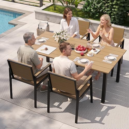 Outdoor Table and Chairs for 4 Aluminum Patio Dining Set with Umbrella Hole