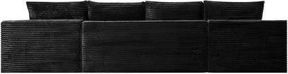 132" Oversized U-Shaped Cloud Sectional Couch Plush Corduroy Boneless Symmetrical Sofa, Front Facing Modular Compressed Boneless Sectional Sofa with Double Chaise Lounges