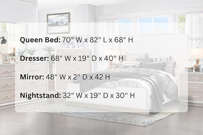 First of a Kind Dior Two Tone Luxury 4 Piece Queen Bedroom Set with Upholstered Tufted Headboard Modern Glam Design Coordinated Furniture Collection