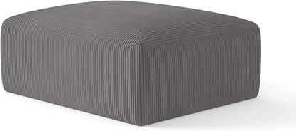 40" Oversized Square Corduroy Ottoman Pouf - Poofy Soft Foot Rest with Foam Chunk Filling, Movable Large Ottoman Pouf Footstool for Living Room Sofa Couch Bedroom, Grey(1 Piece)