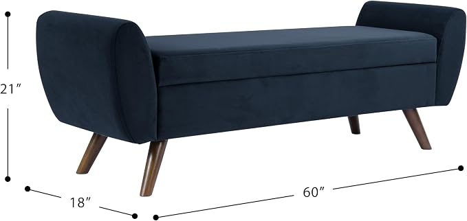 HomePop 60" Modern Storage Bench with Wood Legs - Blue Velvet