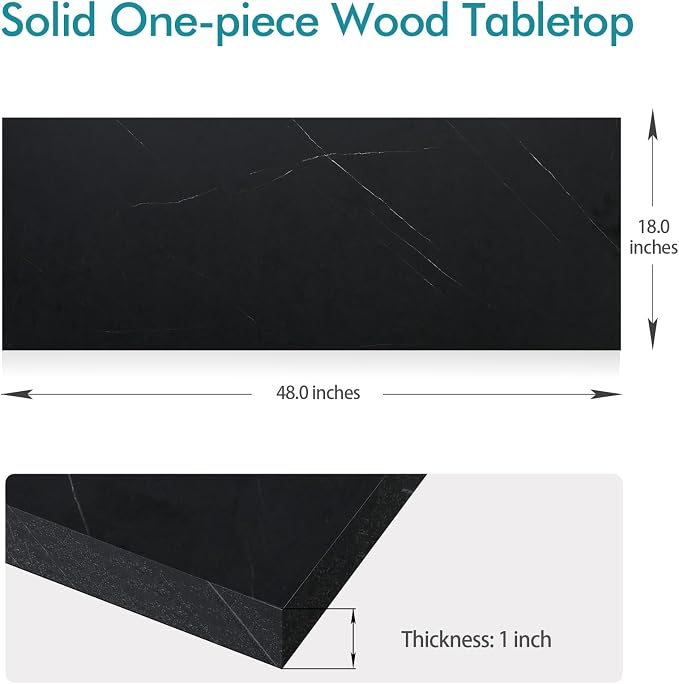 Kaboon 48x18 inches Tabletop, Solid One-Piece Desktop for Sit Stand Desk, Double Desks, L Desk DIY,Wood Countertop Home or Commercial Use,1 inch Thick, Cloud Atlas/Black Marble Pattern