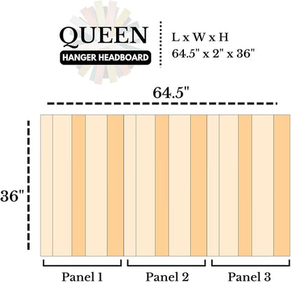 Barn Walls Harvest Mix Signature Design, Multicolored Solid Wood Headboard, Floating Panels, Wall Mount, Adjustable Height, Easy Assembly, Queen Size