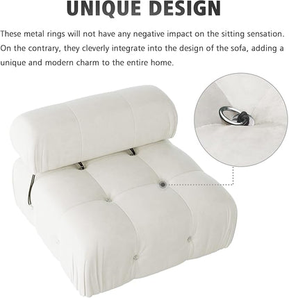 Modular Sectional Sofa, Velvet Couch, Middle seat, Beige