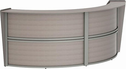 Linea Italia Curved Modern Office Desk Easy to Assembly 2 Panel Reception Counter for Lobby, Salon, 124" x 49", Ash