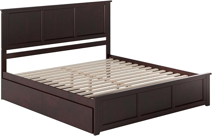 AFI, Madison King Solid Wood Platform Bed with Matching Footboard & Storage Drawers, Espresso