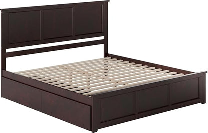 AFI, Madison King Solid Wood Platform Bed with Matching Footboard & Storage Drawers, Espresso